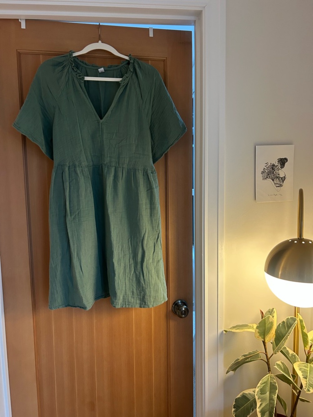 Old Navy Split Neck Crinkle Gauze Mini Swing Dress